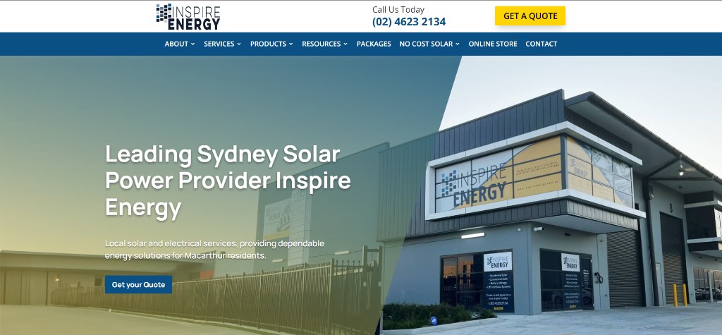 Inspire Energy — Sydney solar and electrical services website (example shown)