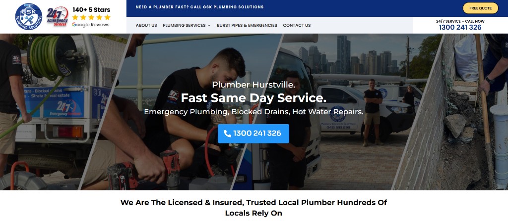 GSK Plumbing Solutions website built by Spot On